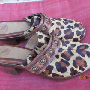 Real Leather Leopard Mules Size 11